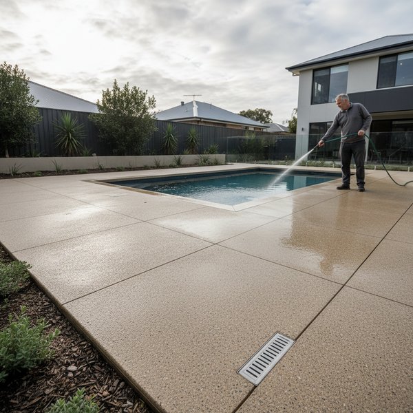 A finish that matches brick, render, and pavers without a coating that peels in UV - Coloured Concrete Adelaide