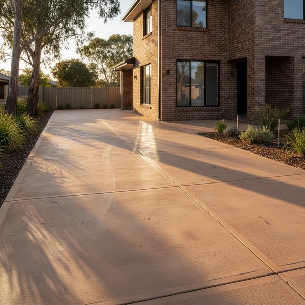 More grip underfoot and simple wash-down maintenance for dusty seasons - Coloured Concrete Adelaide
