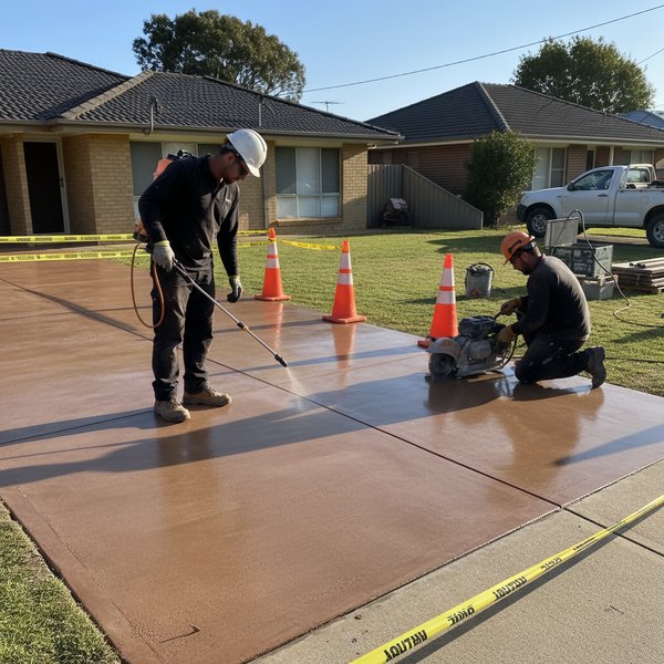 Coloured Concrete - Step 3 — Place, screed, float, edge, and joint for a clean decorative finish in Adelaide